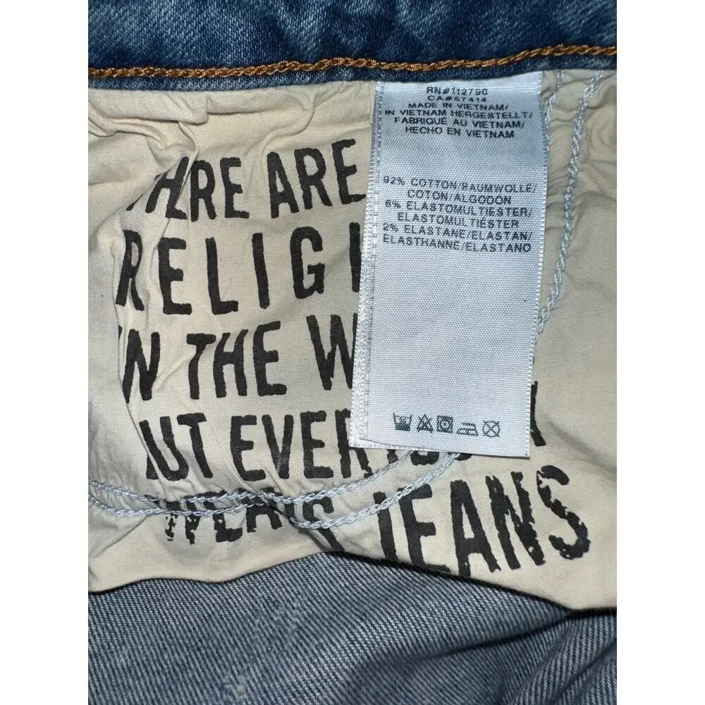 True Religion Skirt Mid Rise Exposed Buttonfly Size- W27 Blue